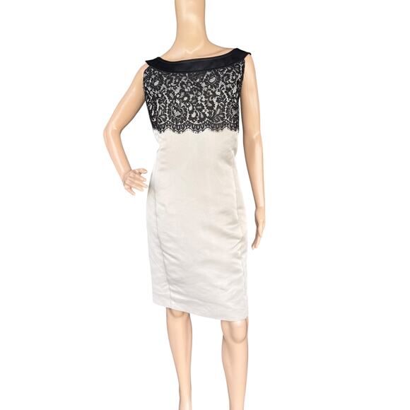 St. John Two-Tone Black & Gray Knit Sheath Dress Sz 14 Designer Evening Cocktail - Picture 1 of 12